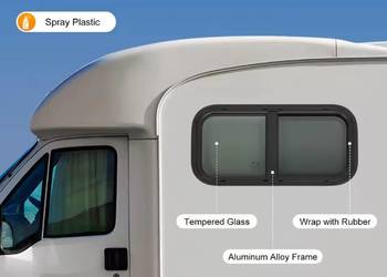 Okno boczne do kampera przyczepy 70x40 60x30cm przyciemniane przesuwne