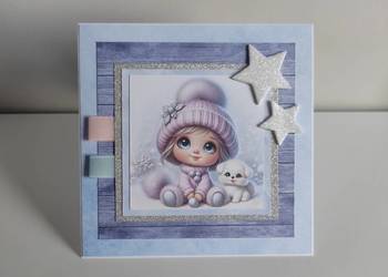 Kartka ręcznie robiona handmade z okazji urodzin dla dziewczynki