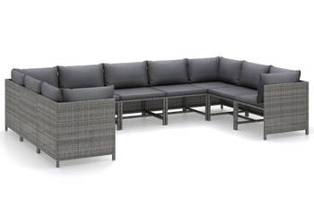 9-cz. zestaw wypoczynkowy do ogrodu poduszki rattan PE szary WM-3059767