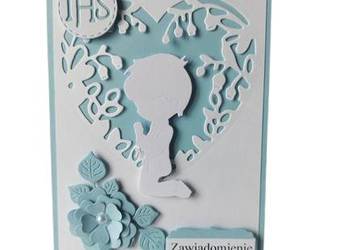 ZAWIADOMIENIA KOMUNIA CHŁOPIEC W SERCU C6 BŁEKIT - BIEL