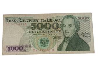 Stary banknot 5000 złotych Fryderyk Chopin 1982 antyk unikat kolekcjonerski