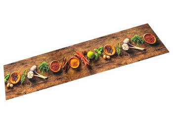 Dywanik kuchenny wzór w przyprawy 60x180 cm aksamit WM-4005606