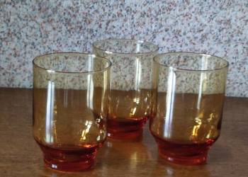 Sarnecki szklanki bursztynowe miodowe dymione Krosno retro vintage prl