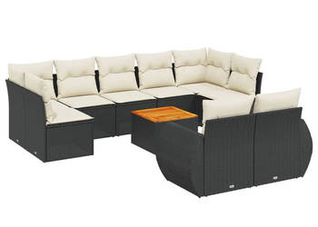 10-cz. zestaw wypoczynkowy do ogrodu poduszki czarny rattan PE WM-3225153