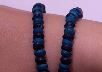 Niebieska czarna bransoletka łańcuszek handmade wysyłka