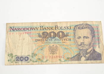 Stary banknot 200 złotych Dąbrowski 1988 antyk