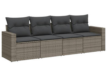4-cz. zestaw wypoczynkowy do ogrodu poduszki szary rattan PE WM-3251017