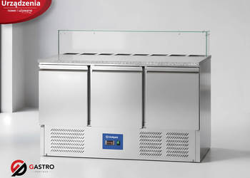 Stół chłodniczy 3 drzwiowy do pizzy z nadstawką szklaną, V 402 l