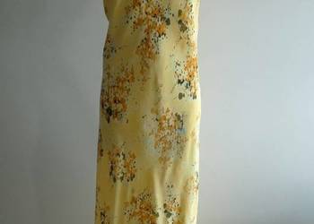 Sukienka Długa Jedwabna 100% Naturalny Jedwab Szyfonowa Cytrynowy Kolor 44