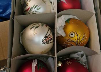 Bombki vintage z okresu prl recznie malowane