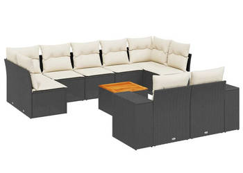 10-cz. zestaw wypoczynkowy do ogrodu poduszki czarny rattan PE WM-3257925