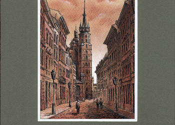 Grafika „Ulica Floriańska w Krakowie”