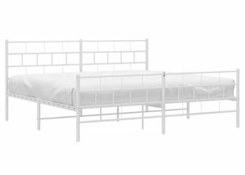 Łóżko Metalowe Białe Rama Łóżka Ze Stelażem Biała 183x213 cm WM-355731