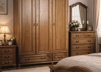 Stylowa Szafa trzy drzwiowa Dąb Rustik Orzech (3D-2S) BEKAS Producent Mebli