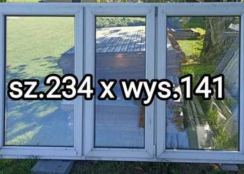 OKNO pcv wymiar 234x141, 3 kwatery, klamki, kotwy