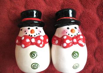 Sól i pieprz - Porcelana - Bałwanki - 9 x 5 cm Solniczka i pieprzniczka