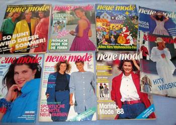 8 x Neue Mode 1986/87/88 Vintage moda, szycie, wykroje