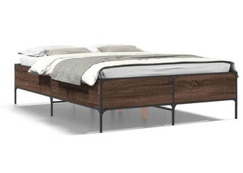 Rama łóżka brązowy dąb materiał drewnopochodny 135x190 cm WM-3279816