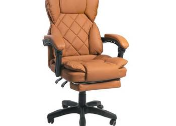 Fotel Obrotowy Biurowy z Podnóżkiem Mission MS12 Brązowy