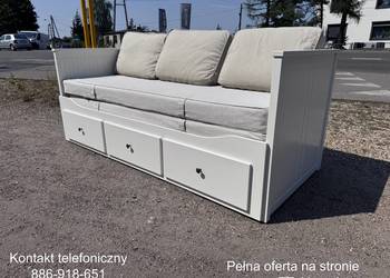 IKEA HEMNES Leżanka Łóżko z 3 szufladami, 2 materace , 3 poduszki białe Tra