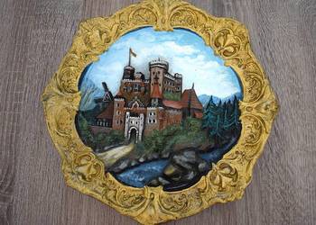 Masywny talerz ozdobny , cynowy trójwymiarowy