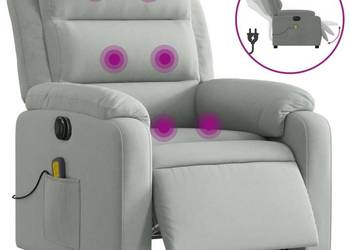 vidaXL Rozkładany fotel masujący, elektryczny, jasnoszary(SKU:3205081)