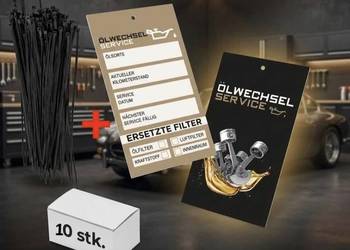 Niemiecka/Niemieckie DE Zawieszka/Etykieta Serwisowa-Wymiana Oleju 10 szt
