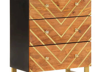 Szafka brązowo-czarna 60x335x75 cm lite drewno mango WM-356786
