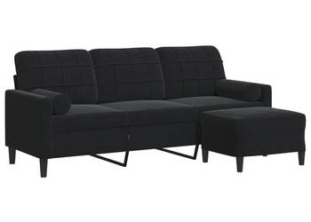 3-osobowa sofa z podnóżkiem czarna 180 cm aksamit WM-3278272