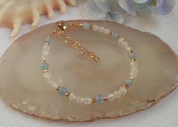 Bransoletka biały topaz, akwamaryn i hematyt