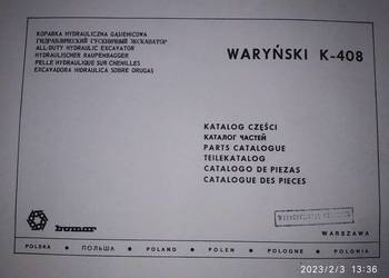 Koparka hydraul. gąsienicowa K408 Waryński Katalog Części