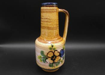 Ceramiczny wazon z uchem Haldensleben 4073 kwiaty retro mid-century