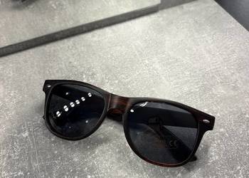 Okulary typu Wayfarer brązowe z czarnymi szkłami
