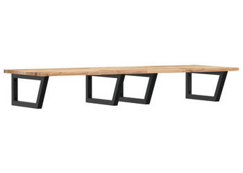 Półka ścienna pod umywalkę stal i lite drewno akacjowe WM-3302799