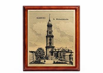 Stary Obrazek Plakietka Hamburg St. Michaeliskirche Vintage