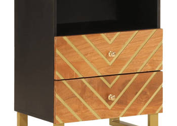 Szafka nocna brązowo-czarna 50x33x60 cm lite drewno mango WM-356793