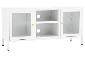 Szafka pod telewizor biała 105x35x52 cm stal i szkło WM-336059