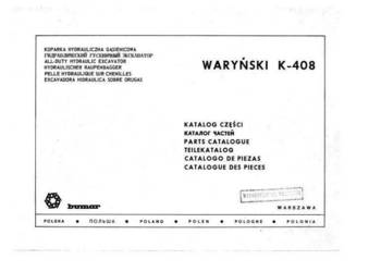 Koparka K-408 Warynski katalog części wysyłka ! Koparka K-408 Warynski katalog części wysyłka !