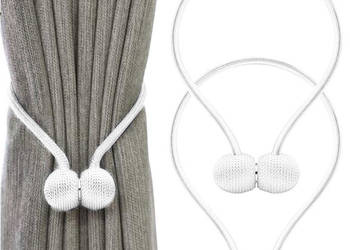 Magnetyczne upięcie do zasłon i firan – białe, dekoracyjna klamra 45 cm