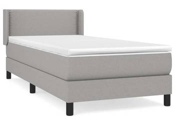 Łóżko kontynentalne z materacem jasnoszare tkanina 90x200 cm WM-3129601