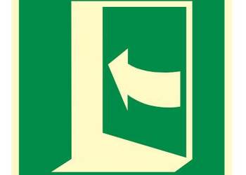 Naklejka BHP Pchać z lewej, aby otworzyć AE022