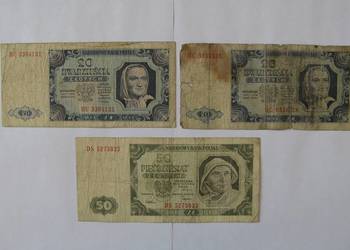 20, 20, 50 złotych 1948 zestaw 3 szt.