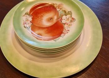 Stare TALERZE DESEROWE 4szt Ćmielów porcelana Owoce vintage na prezent