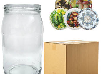 Słoik 900 ml fi-82 - Karton 48 szt (wieczka - mix wzorów)