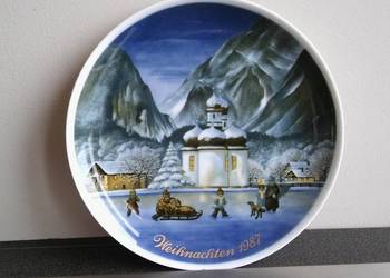zimowy talerz Ttettau dla kolekcjonera cudo  porcelana 1987
