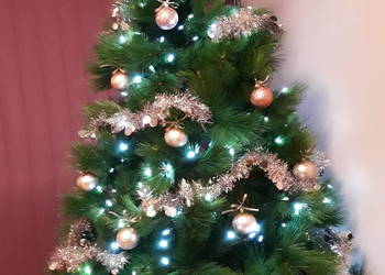 40szt bombki choinkowe różowe i srebrne + 2 rolki łańcuchów koralikowych