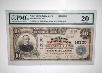 Banknot USA 10 $ 1902 PMG 20 NEW YORK