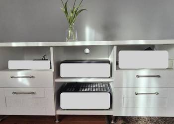 Solidna dębowa szafka RTV | 218 cm | Biały dąb