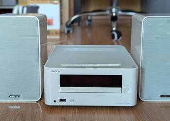 Wieża Onkyo CR-265 + Kolumny D-T25 | Bluetooth, USB, CD | Biała - Stan BDB