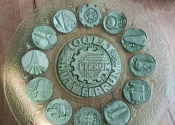 Talerz okolicznościowy huta Ferrum Ząbkowice PRL zieleń